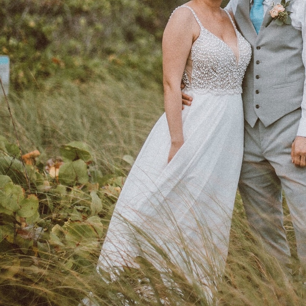 Wedding beaded rhinestone maxi dress
